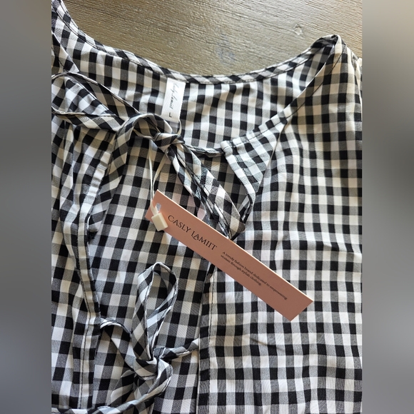 Casly Lamiit Women's Black and White Gingham Top L - Picture 4 of 4